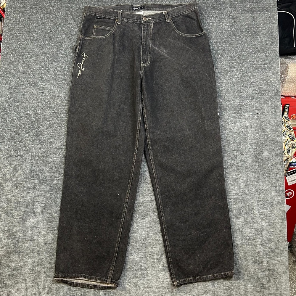 VTG Sean John Carpenter Jeans Men's Washed Black Denim Baggy Fit Streetwear - 38